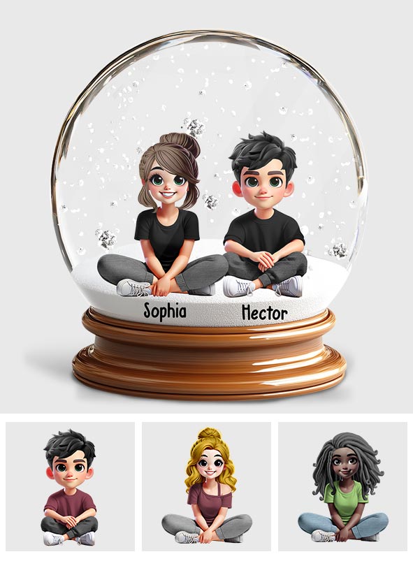 Cute Couple In Snow Globe - Personalized Couple Custom Shaped Acrylic Plaque