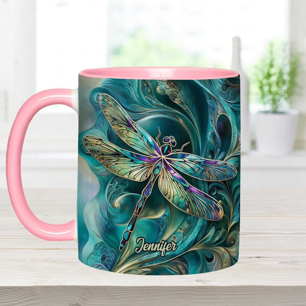 Beautiful Dragonfly - Personalized Dragonfly Accent Mug