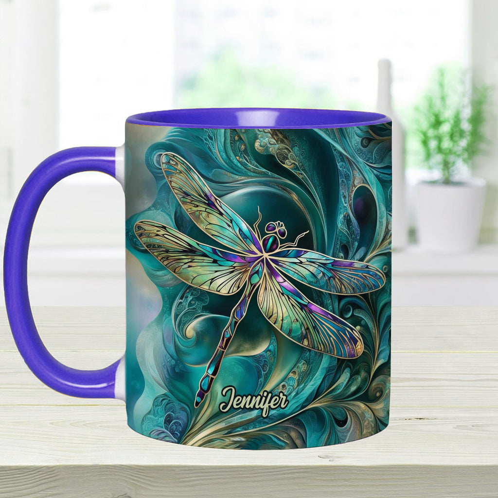 Beautiful Dragonfly - Personalized Dragonfly Accent Mug