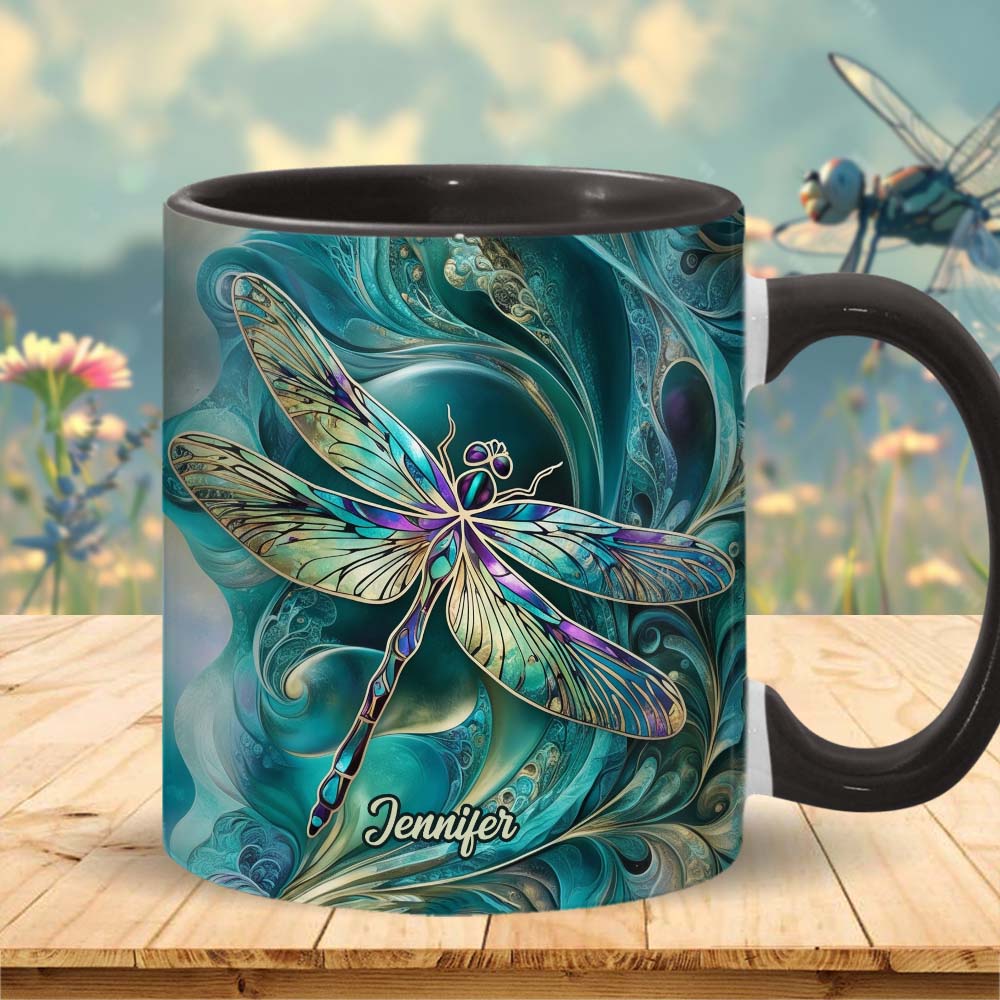 Beautiful Dragonfly - Personalized Dragonfly Accent Mug