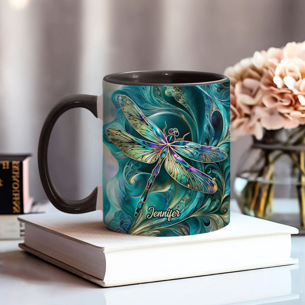 Beautiful Dragonfly - Personalized Dragonfly Accent Mug