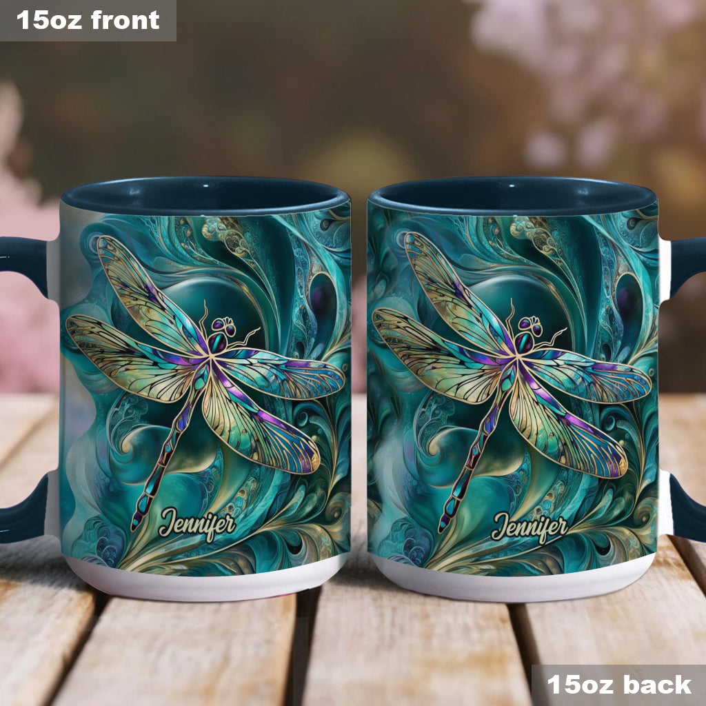 Beautiful Dragonfly - Personalized Dragonfly Accent Mug