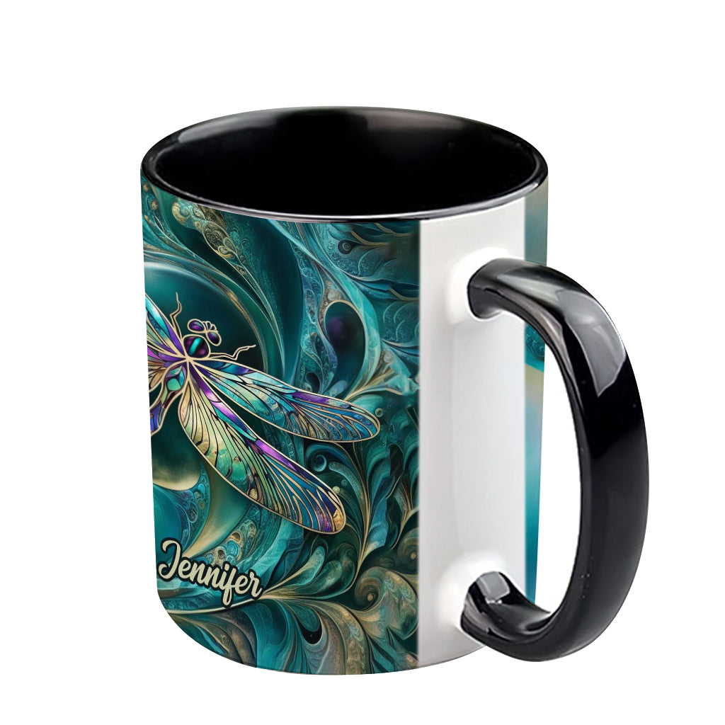 Beautiful Dragonfly - Personalized Dragonfly Accent Mug
