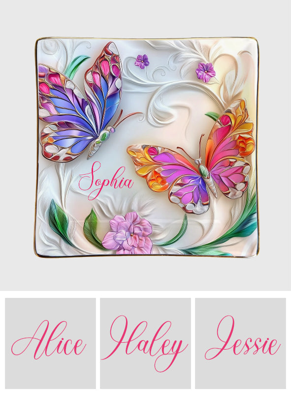 Stunning Butterfly - Personalized Butterfly Fully Printed Jewelry Dish