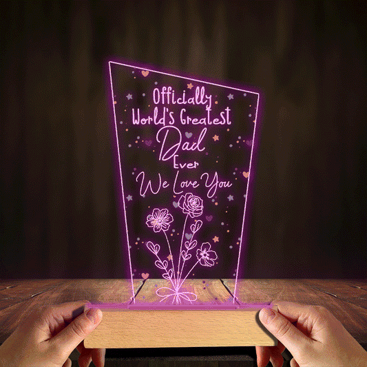 Officially World's Greatest Mom Ever - Gift for mom, grandpa, husband, wife, grandma, dad - Personalized Shaped Plaque Light Base