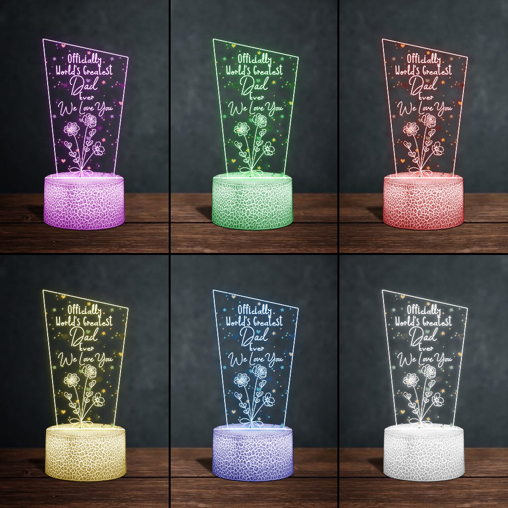 Officially World's Greatest Mom Ever - Gift for mom, grandpa, husband, wife, grandma, dad - Personalized Shaped Plaque Light Base