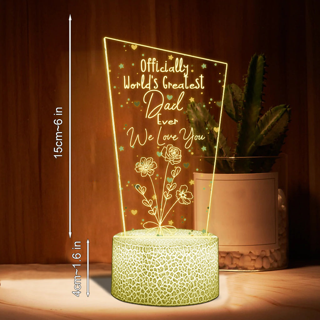 Officially World's Greatest Mom Ever - Gift for mom, grandpa, husband, wife, grandma, dad - Personalized Shaped Plaque Light Base