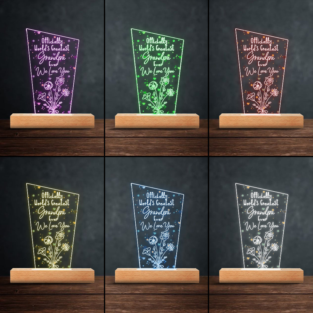 Officially World's Greatest Mom Ever - Gift for mom, grandpa, husband, wife, grandma, dad - Personalized Shaped Plaque Light Base