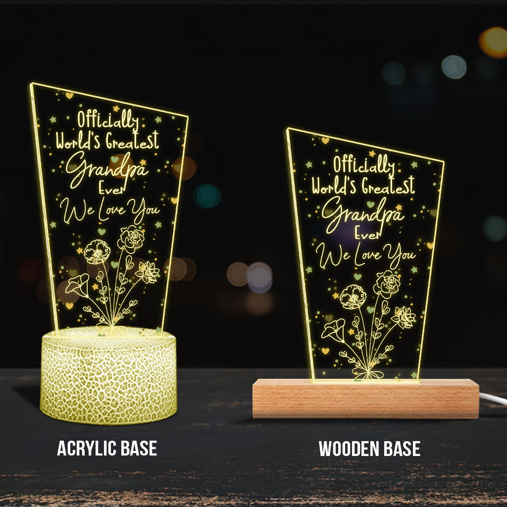 Officially World's Greatest Mom Ever - Gift for mom, grandpa, husband, wife, grandma, dad - Personalized Shaped Plaque Light Base