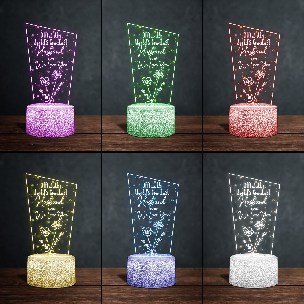 Officially World's Greatest Mom Ever - Gift for mom, grandpa, husband, wife, grandma, dad - Personalized Shaped Plaque Light Base