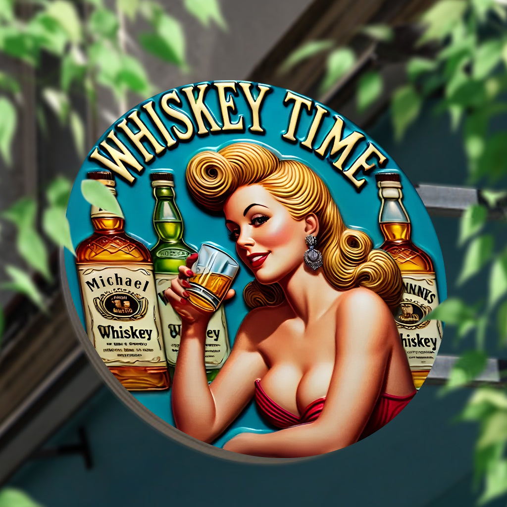 Whiskey Time - Personalized Whisky Round Metal Sign