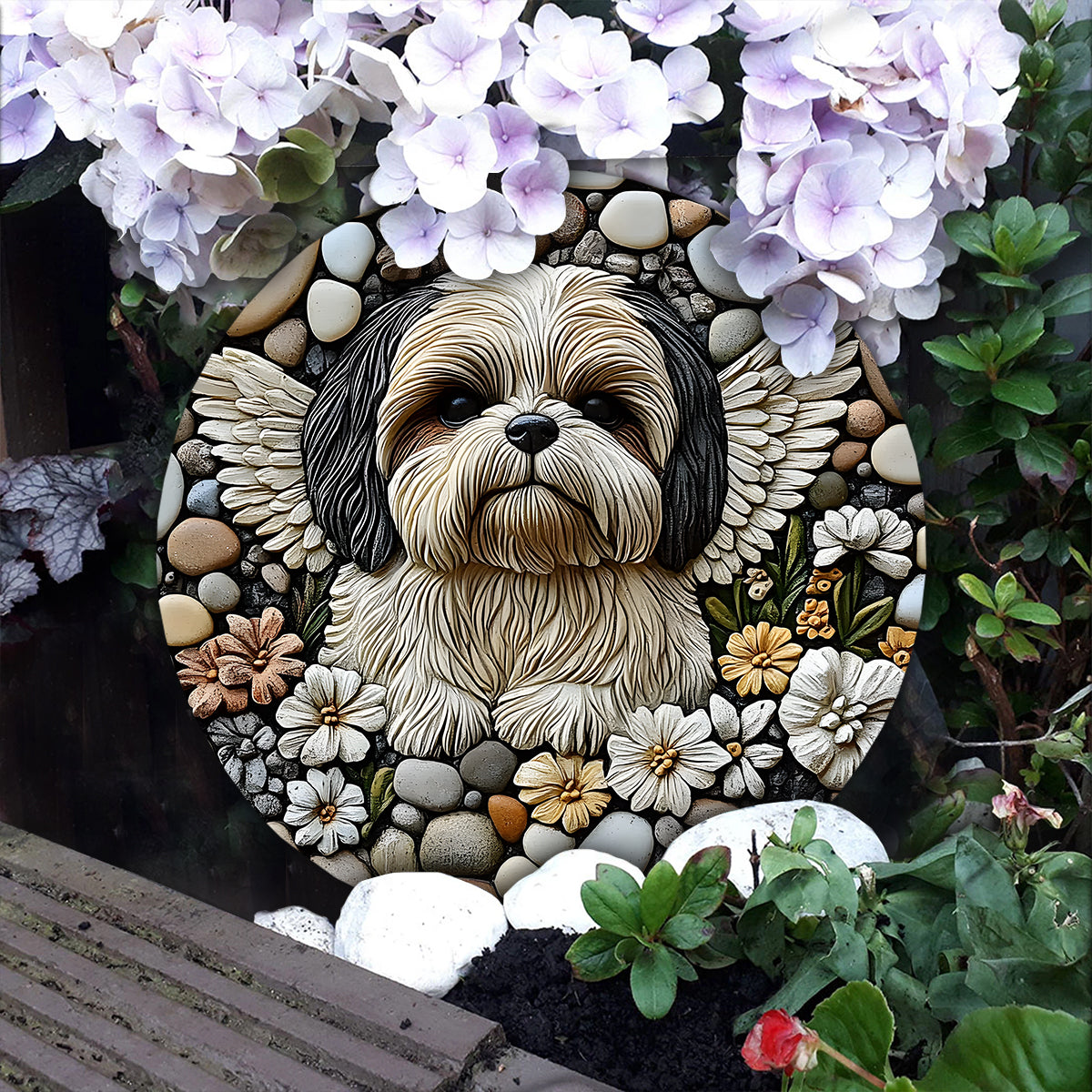 À jamais dans nos cœurs - Pierre ronde personnalisée pour chien