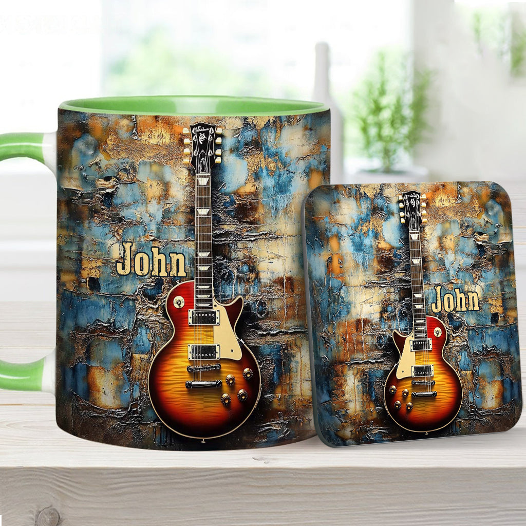 Vintage Electric Guitar - Personalized Guitar Accent Mug