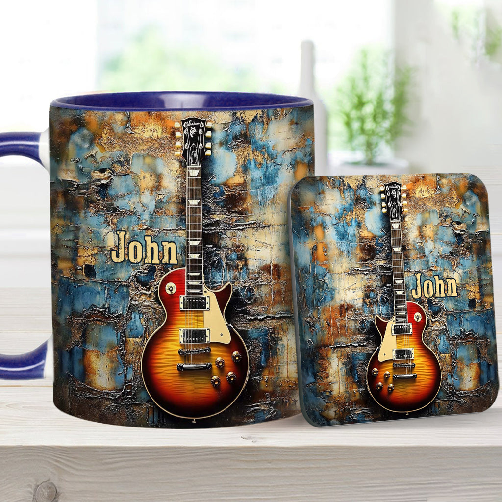 Vintage Electric Guitar - Personalized Guitar Accent Mug