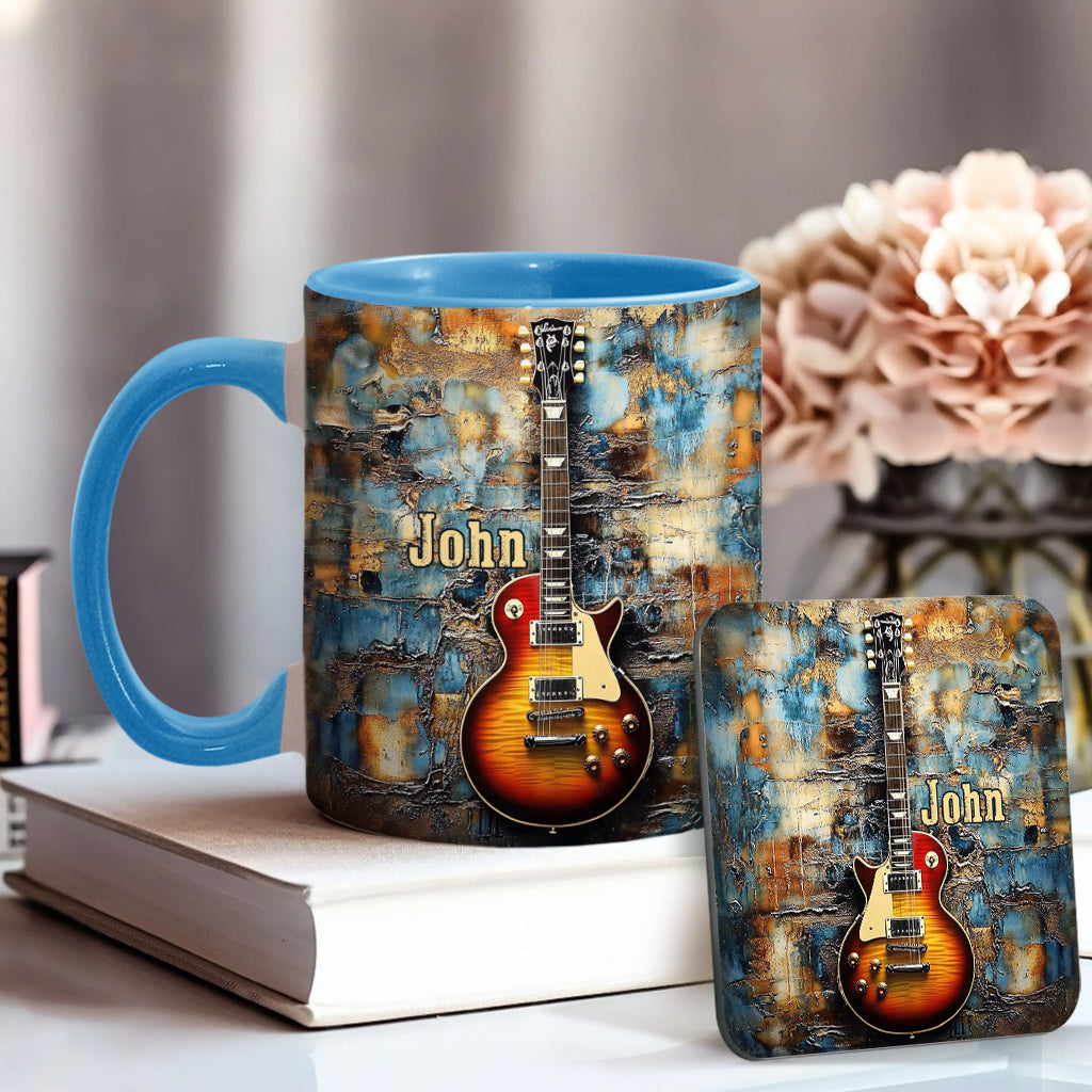 Vintage Electric Guitar - Personalized Guitar Accent Mug