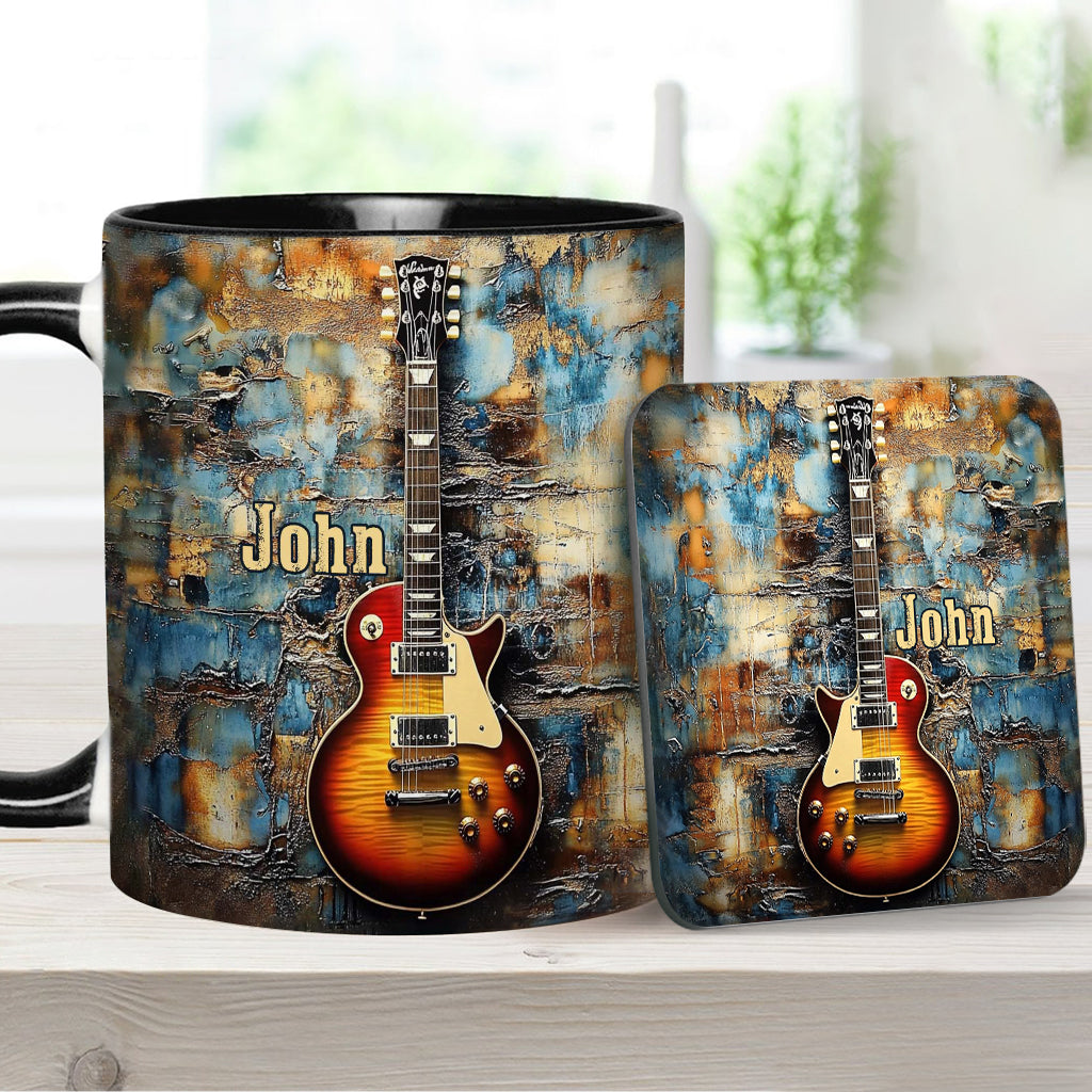 Vintage Electric Guitar - Personalized Guitar Accent Mug