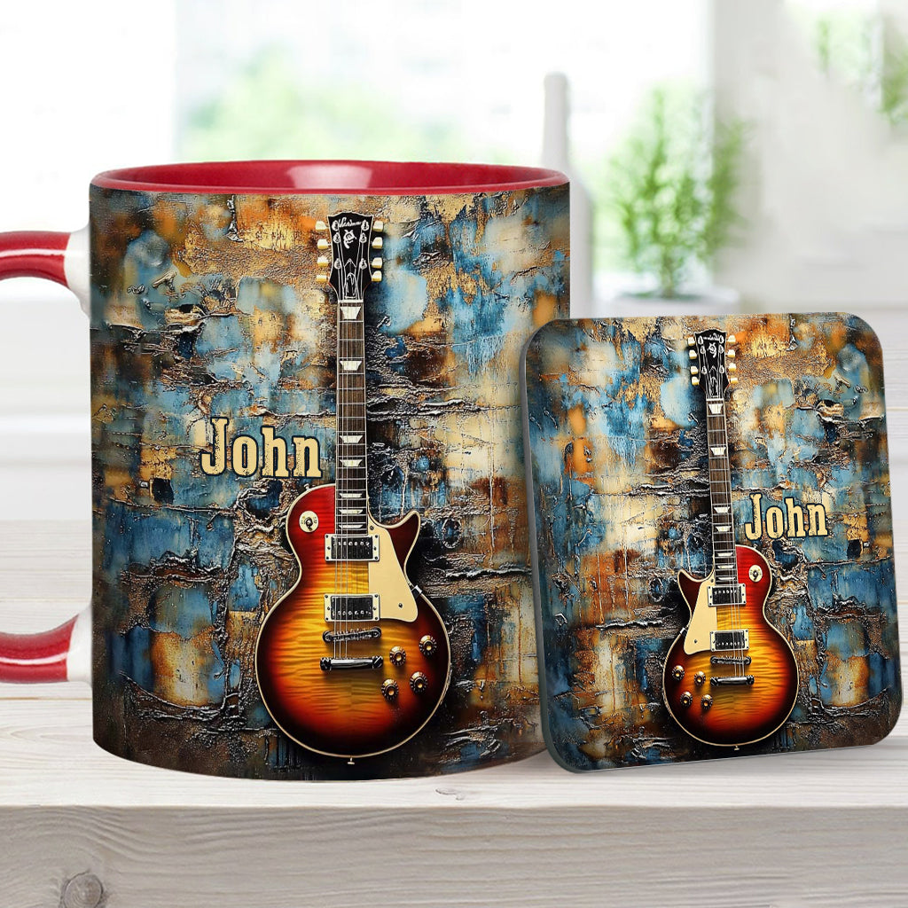 Vintage Electric Guitar - Personalized Guitar Accent Mug