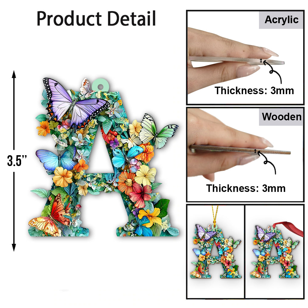 Flowers And Butterflies Letter - Personalized Gardening Ornament