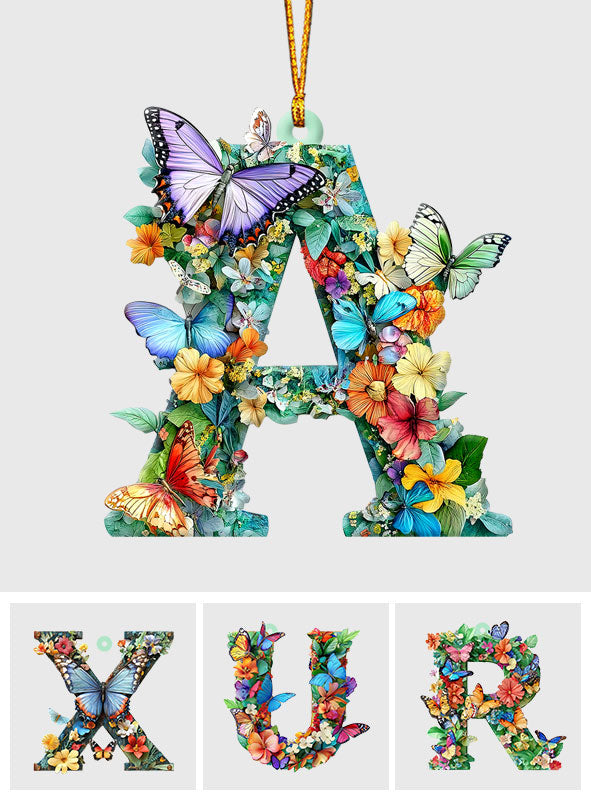 Flowers And Butterflies Letter - Personalized Gardening Ornament