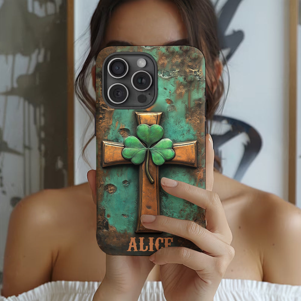 Coque de téléphone vintage avec croix irlandaise et impression intégrale personnalisée pour la Saint-Patrick