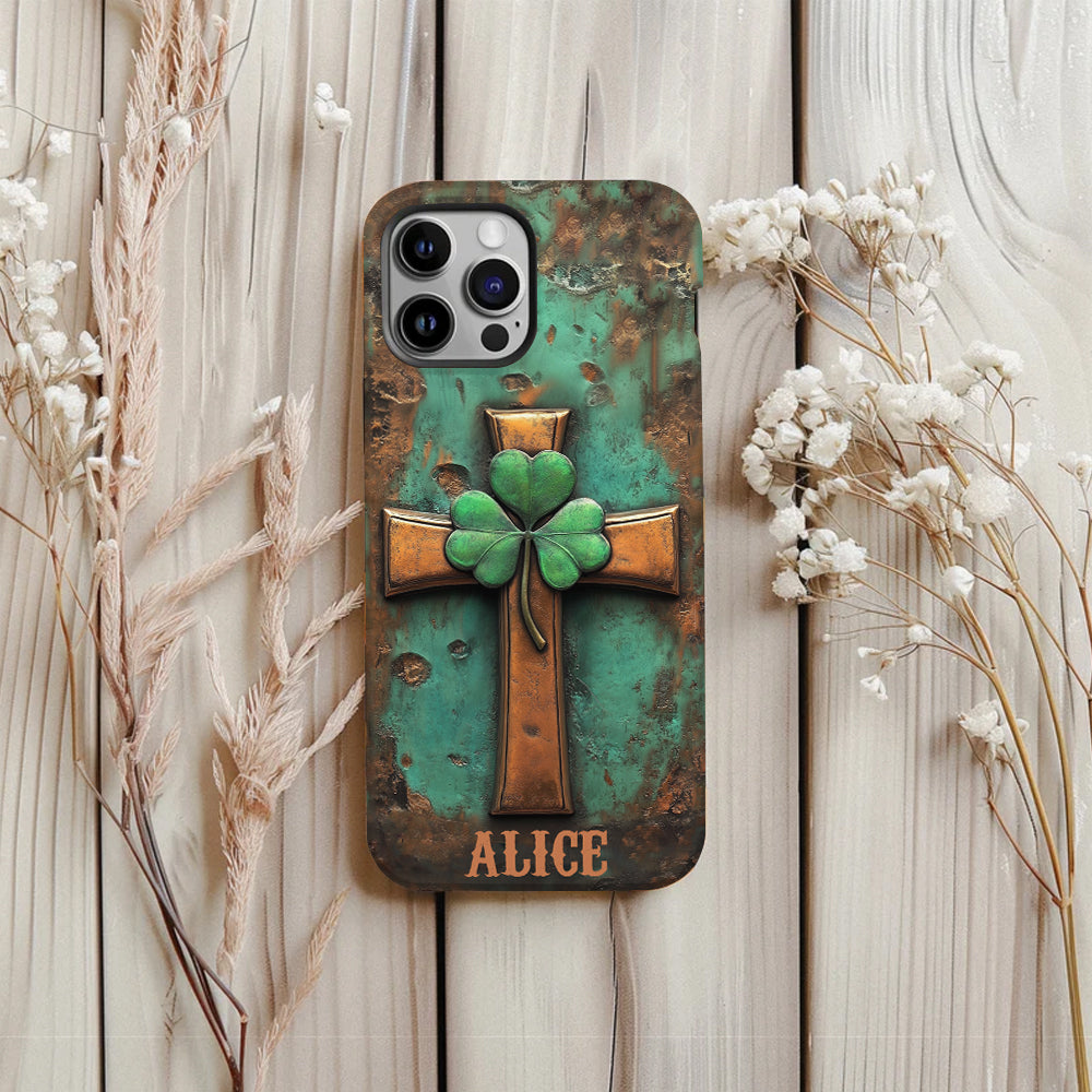 Coque de téléphone vintage avec croix irlandaise et impression intégrale personnalisée pour la Saint-Patrick