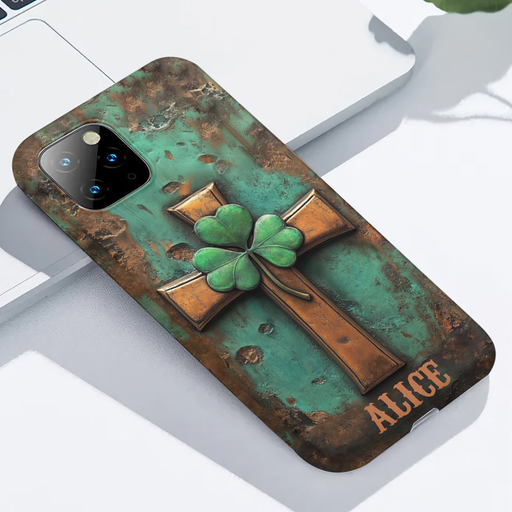 Coque de téléphone vintage avec croix irlandaise et impression intégrale personnalisée pour la Saint-Patrick