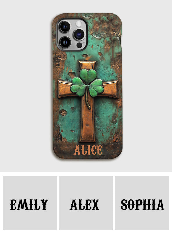 Coque de téléphone vintage avec croix irlandaise et impression intégrale personnalisée pour la Saint-Patrick