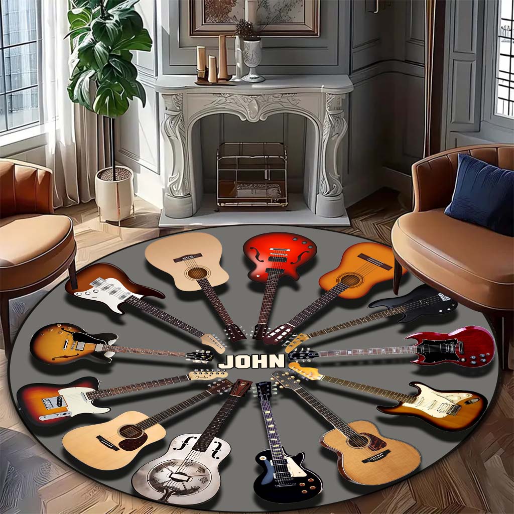 Love Guitars - Personalized Guitar Round Rug
