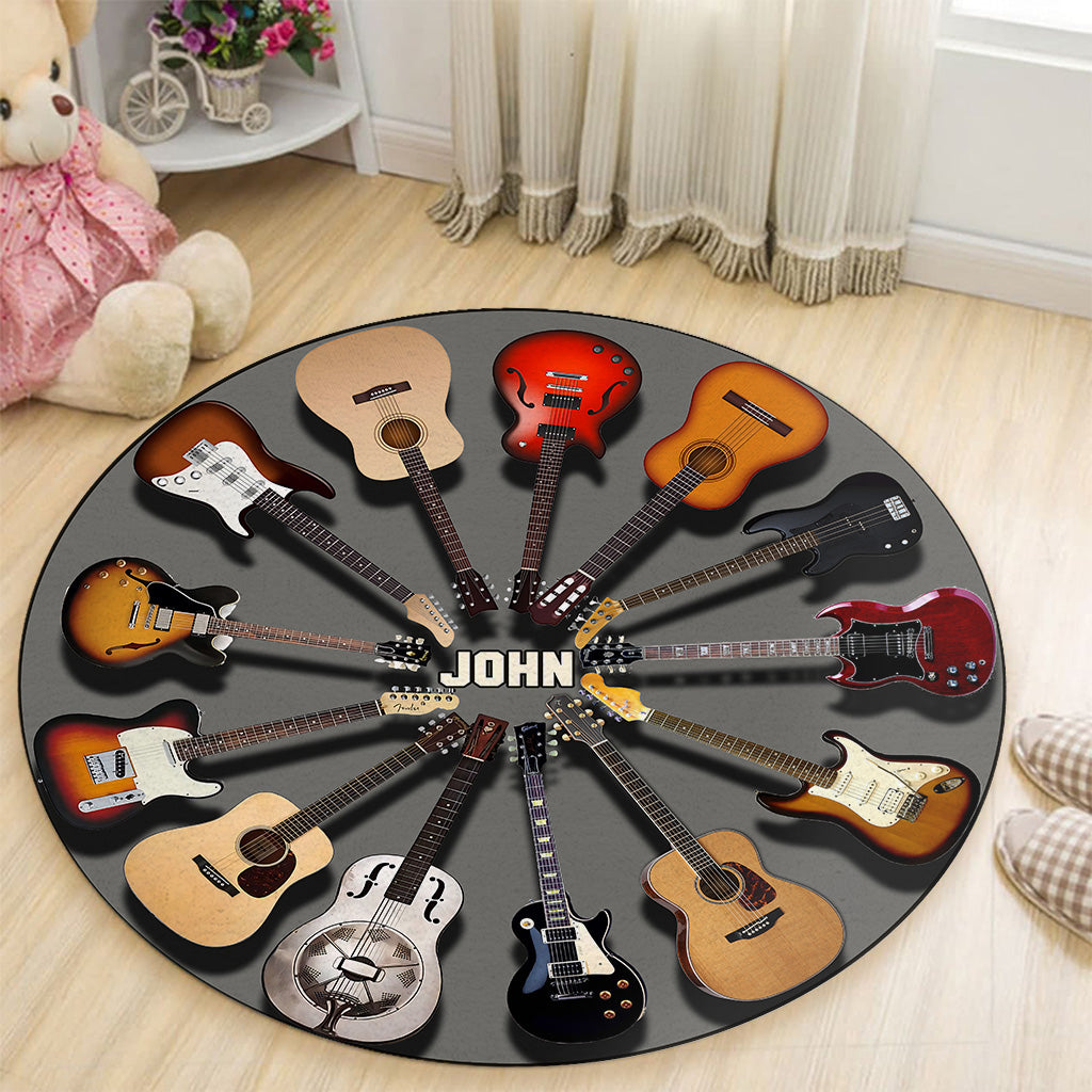 Love Guitars - Personalized Guitar Round Rug