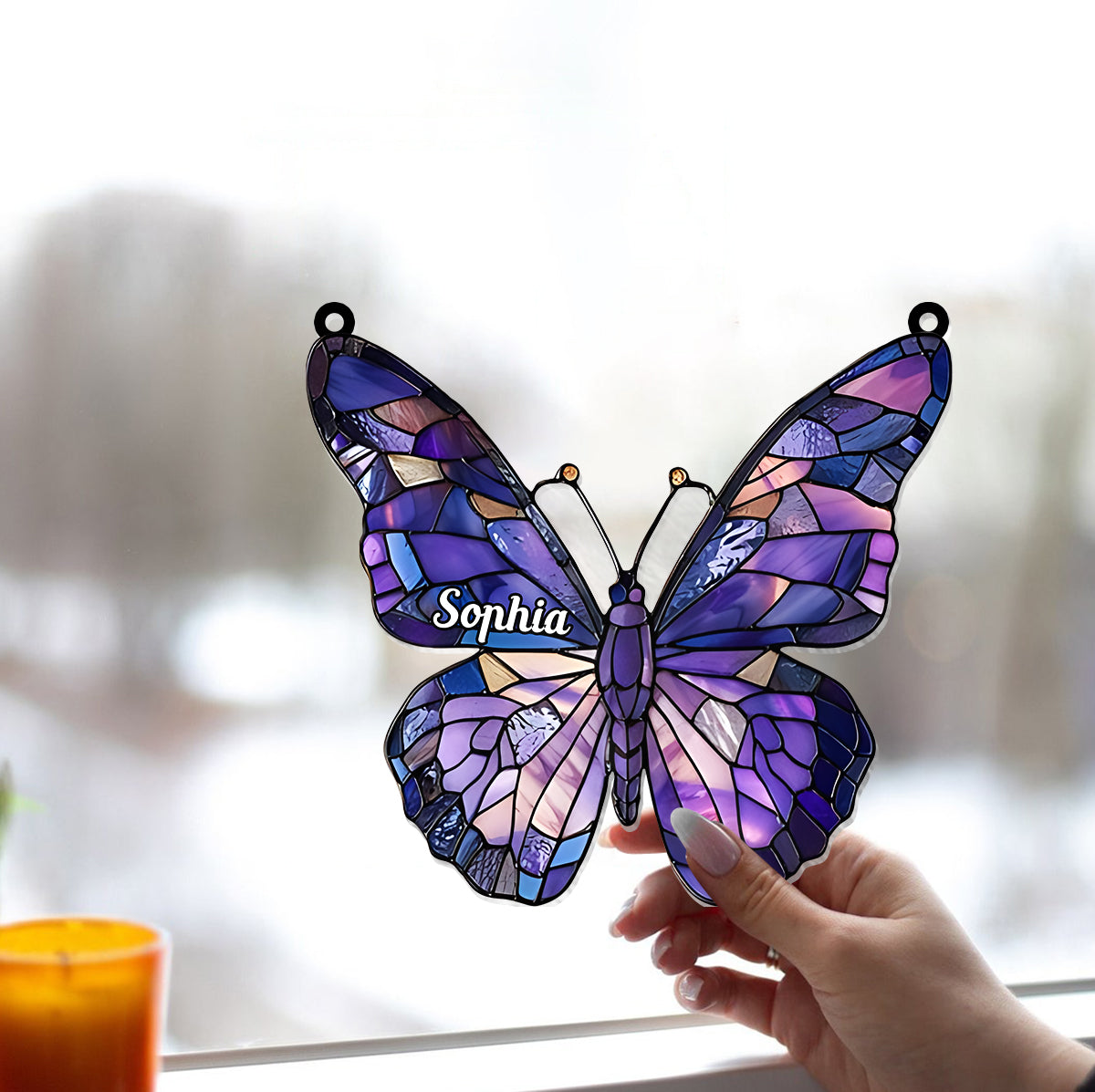 Beautifull Butterfly - Personalized Butterfly Window Hanging Suncatcher Ornament