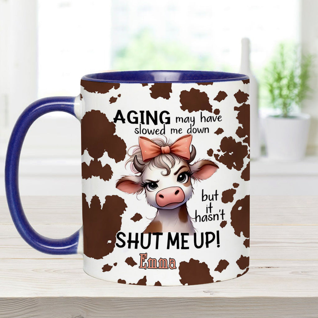 Le vieillissement a peut-être ralenti - Mug personnalisé à motif vache