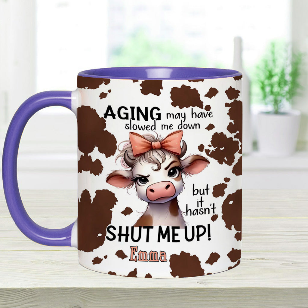 Le vieillissement a peut-être ralenti - Mug personnalisé à motif vache