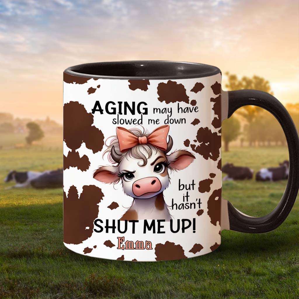 Le vieillissement a peut-être ralenti - Mug personnalisé à motif vache
