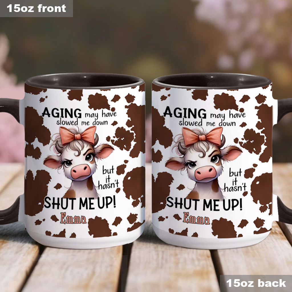 Le vieillissement a peut-être ralenti - Mug personnalisé à motif vache