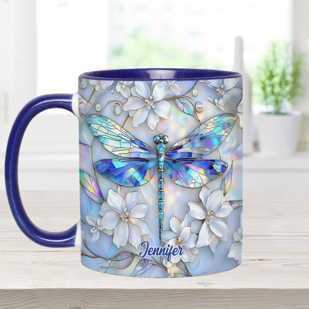 Vintage Soul Dragonfly - Personalized Dragonfly Accent Mug