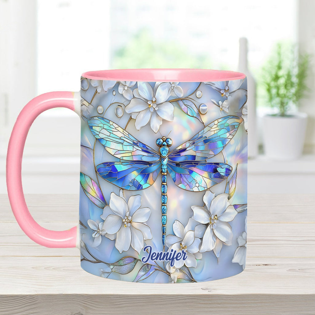 Vintage Soul Dragonfly - Personalized Dragonfly Accent Mug