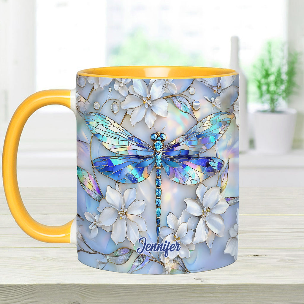 Vintage Soul Dragonfly - Personalized Dragonfly Accent Mug