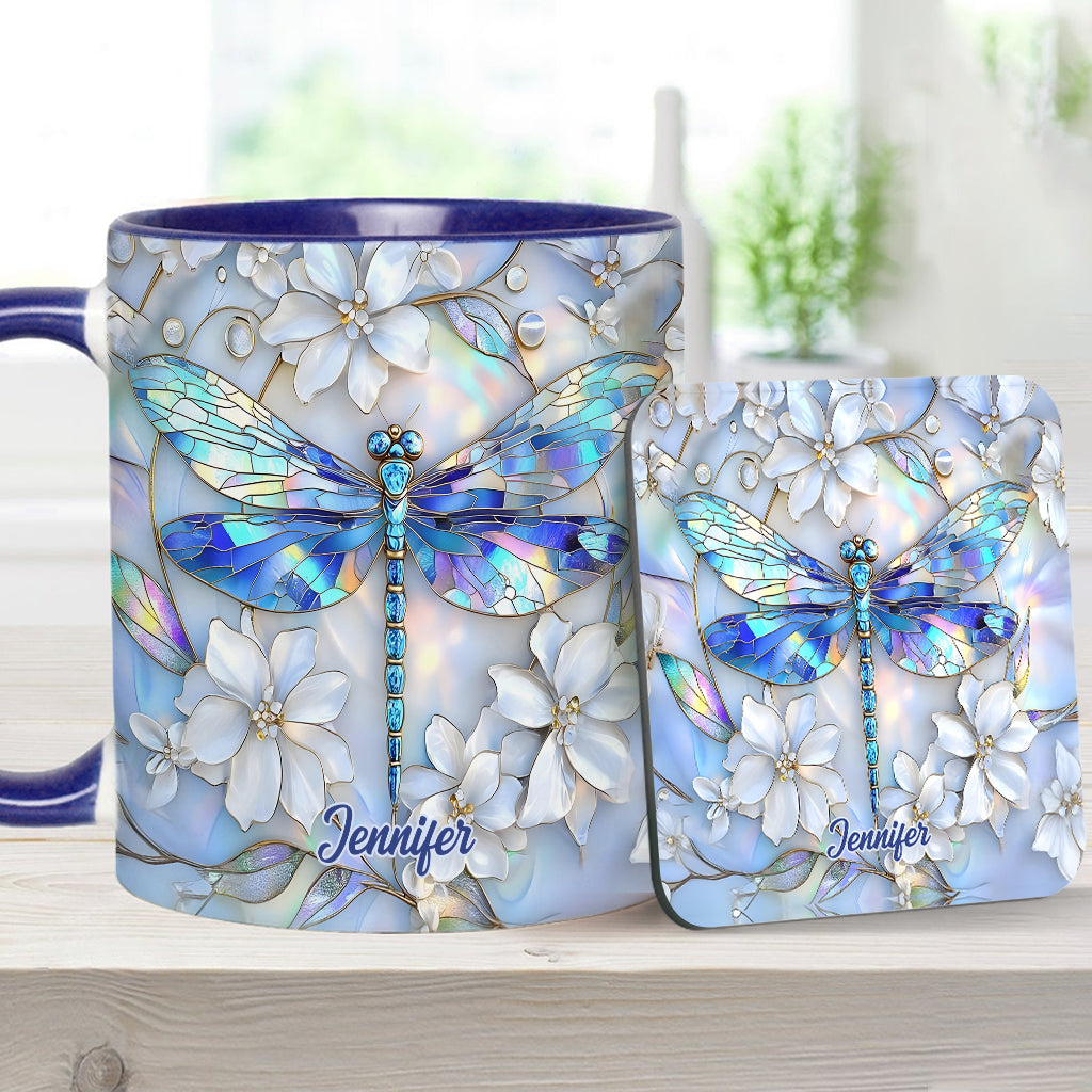 Vintage Soul Dragonfly - Personalized Dragonfly Accent Mug