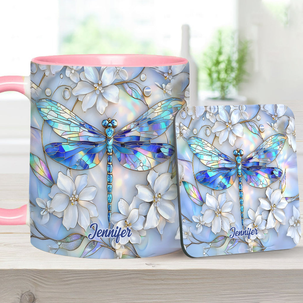 Vintage Soul Dragonfly - Personalized Dragonfly Accent Mug