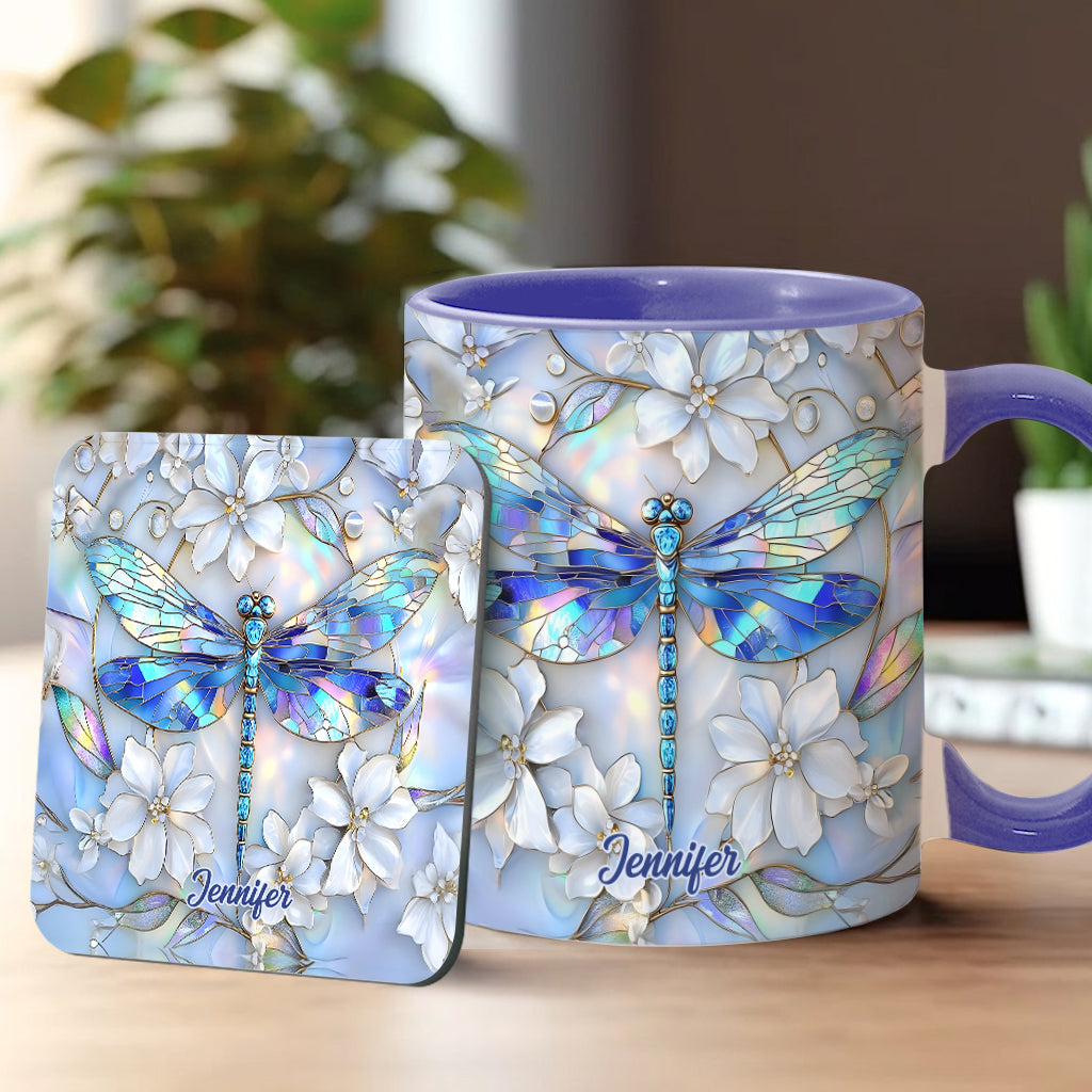 Vintage Soul Dragonfly - Personalized Dragonfly Accent Mug