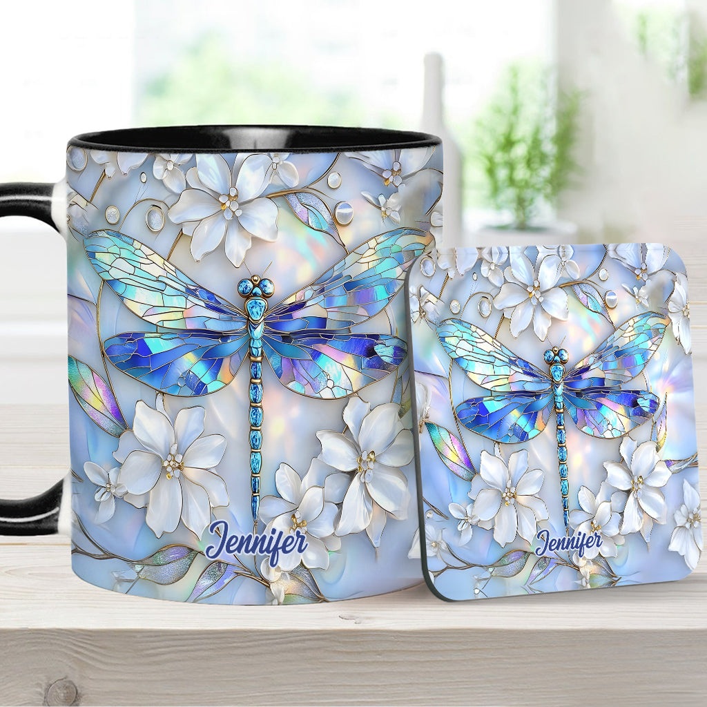 Vintage Soul Dragonfly - Personalized Dragonfly Accent Mug