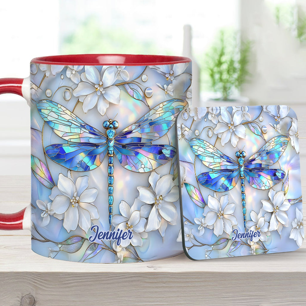 Vintage Soul Dragonfly - Personalized Dragonfly Accent Mug