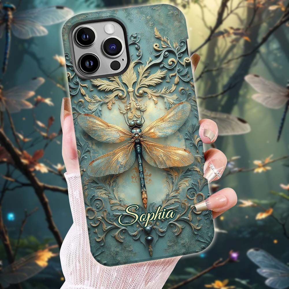 Superbe coque de téléphone personnalisée avec motif libellule - Motif libellule intégral