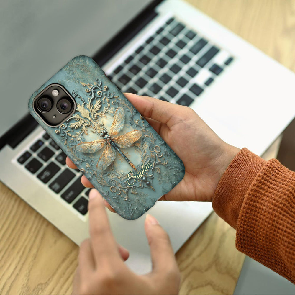 Superbe coque de téléphone personnalisée avec motif libellule - Motif libellule intégral