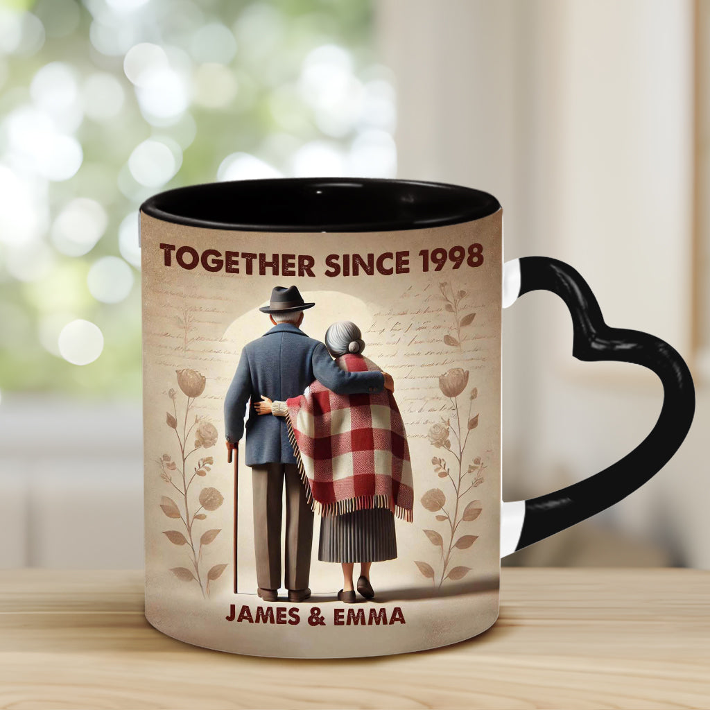 Together Since Any Year - Personalized Couple Heart Handle Mug