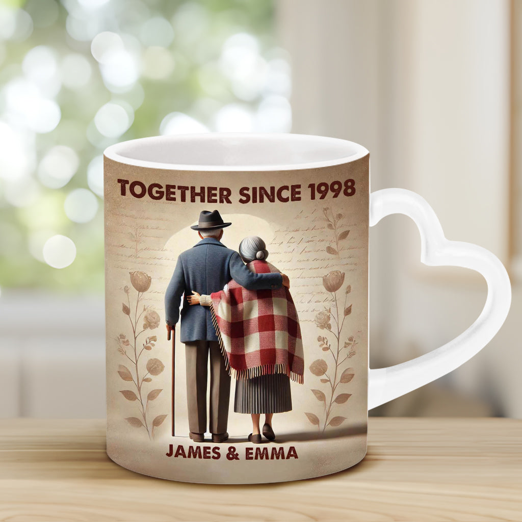 Together Since Any Year - Personalized Couple Heart Handle Mug