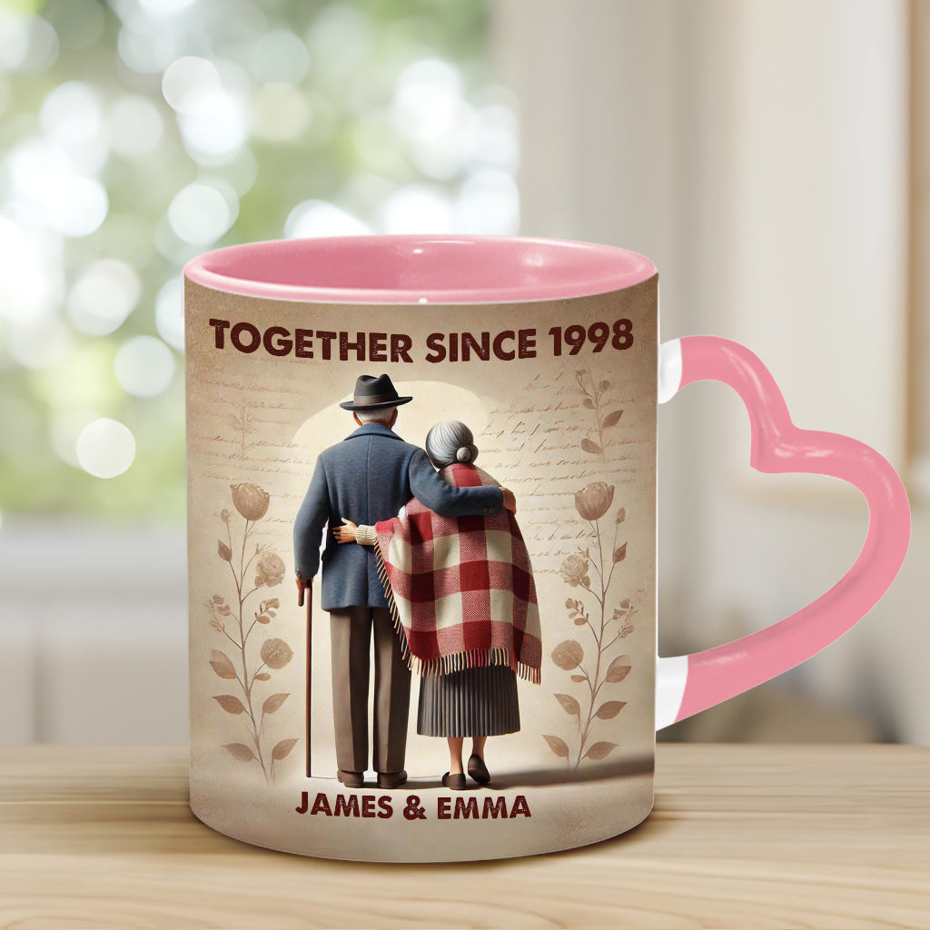 Together Since Any Year - Personalized Couple Heart Handle Mug