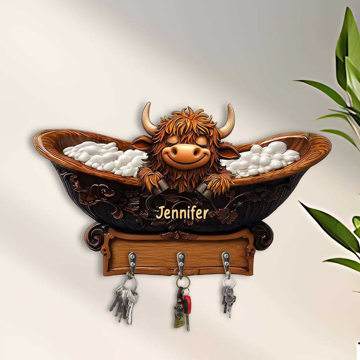 Niedliche Kuh – Personalisierter, individuell geformter Schlüsselhalter