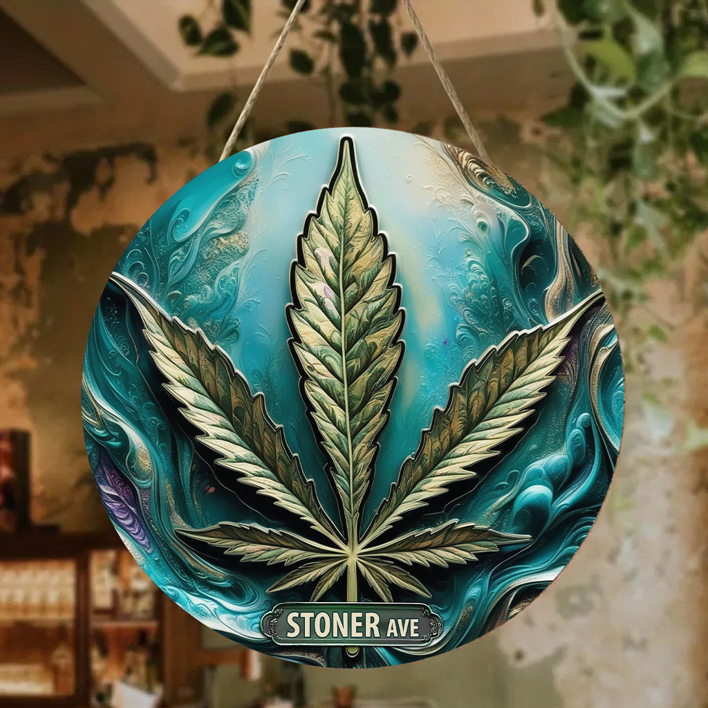 Stoner Avenue - Personalized Weed Round Metal Sign