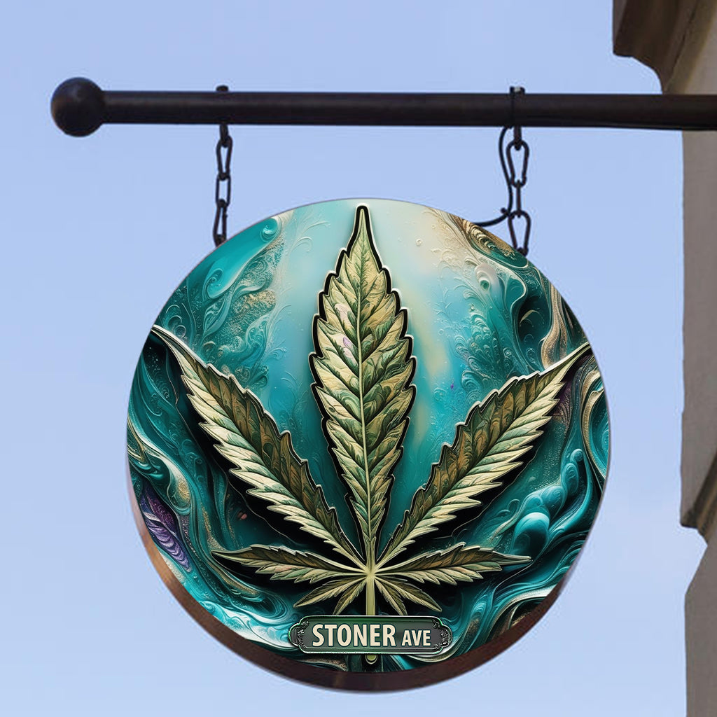 Stoner Avenue - Personalized Weed Round Metal Sign